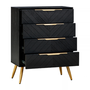 GALAXY Collection Solid Wood Bedroom <b>Storage</b> Tallboy With <b>4</b> <b>Drawers</b> Modern Dresser Cabinet Natural Wood Grain Finish - Product Image 5