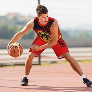 Germany Flag Flag Grain Basketball Jersey Uniform Suit for Men Adults Training <b>Athletic</b> Set - Product Image 3
