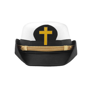 Custom Knights Templar Fatigue <b>Cap</b> with Yellow Cross and Gold Metal Emblem - Product Image 1