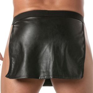 Falda de cuero sintético negra con cintura ajustada para hombre, estilo fetichista, para fiesta, sexy y llamativa - Product Image 6