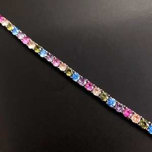 Bracelet tennis en argent multi-pierres, bijoux de naissance, cadeau d'anniversaire pour femme, bijoux élégants - Product Image 5