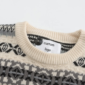Suéter de Punto Jacquard para Hombre, Cuello Redondo, Manga Larga, Patrón Geométrico, Jersey Cálido de Invierno - Product Image 3