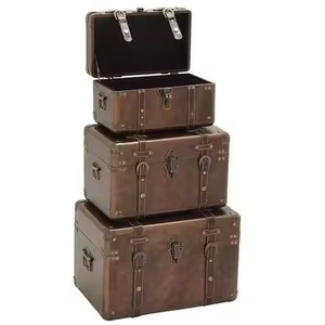 Caisse de transport métallique rivetée en cuir avec coins renforcés pour bagages, valises, fret, conteneurs et coffres verrouillables - Product Image 2