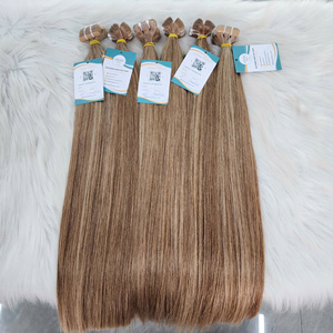 Extensiones de Cabello Adhesivas, Cabello Vietnamita Liso Natural, Color Natural, Encaje Transparente, Largo, con Reflejos, Calidad Premium, Puntas Más Gruesas - Product Image 2