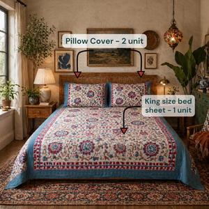 Premium Jaipur Hand <b>Block</b> Printed Floral Pure Cotton Indian <b>Bed</b> Sheet Set 200TC Eco-Friendly Durable Skin Friendly Non Toxic Dye - Product Image 6