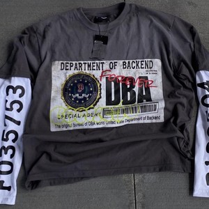 เสื้อยืดสตรีทแวร์ลายกราฟิกพิมพ์ลาย ผ้าฝ้าย 100% เนื้อหนา สองชั้น แขนยาว ล้างสีแบบแอซิดวอช - Product Image 4