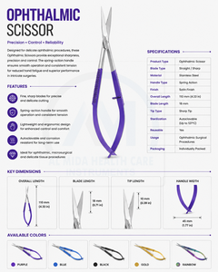 Ciseaux chirurgicaux ophtalmiques de précision en acier inoxydable, instrument de micro-coupe pour la chirurgie oculaire, usage médical, certifié CE Classe I - Product Image 6