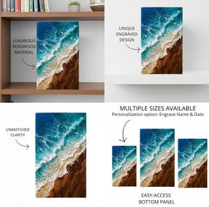 Ocean Wave Resin Art Urn Handcrafted Wood & Epoxy <b>Memorial</b> <b>Box</b> for human ashes medium size 9x5.5 inches urn <b>box</b> - Product Image 2