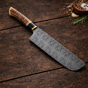 Cuchillo Deshuesador de Acero de Damasco, Cuchillo de Cocina de Chef con Grabado en la Hoja, Estilo Vintage, Ecológico, con Mango de Cuerno para Uso en la Cocina - Product Image 2
