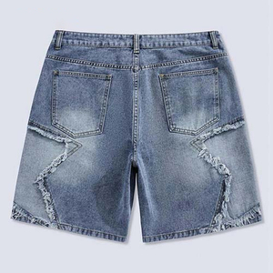 Shorts en jean déchirés pour hommes, coupe oversize ample, style streetwear Y2K, délavage vintage, coupe ample, jambe large, décontracté, effet soleil, unisexe - Product Image 3