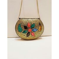 Bolso de Mano de Lujo para Fiesta con Acabado Plateado Antiguo y Cristales, Accesorios de Moda para Mujer, RR ENTERPRISES