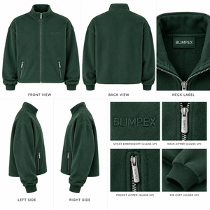 Custom Unisex Oversized Cropped Full Zip Sweatshirt <b>Jacket</b> Stand Collar Fleece Outerwear with Zipper Pockets OEM Private Label - Product Image 4