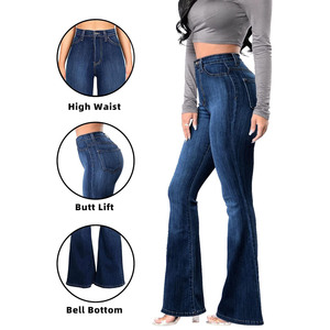 Hot Selling New Design Women's Flared Denim Jeans Pants High Waist <b>Stretchy</b> Casual <b>Trouser</b> for Winter Breathable Street Wear - Product Image 4