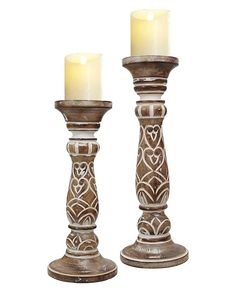 Ensemble de porte-bougies en bois sculpté, style rustique, pour la maison, le salon, les mariages, les tables à manger, centre de table - Product Image 2