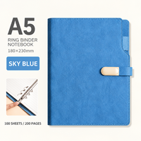 Carnet de notes professionnel à feuilles mobiles avec logo personnalisé, en cuir PU, avec porte-stylo, papeterie de bureau, agenda