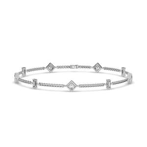 Bracelet minimaliste en argent sterling 925 avec moissanite VVS et diamant taille radiant, chaîne torsadée, motif géométrique mixte, doré - Product Image 6