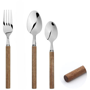 Ensemble de couverts en acier inoxydable de haute qualité avec manche en bois au design moderne, fourchette, cuillère, couverts pour la maison et la cuisine - Product Image 1