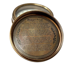 Boussole nautique vintage en laiton avec poème de Robert Frost, boussole de poche en laiton antique, cadeau maritime de collection - Product Image 5