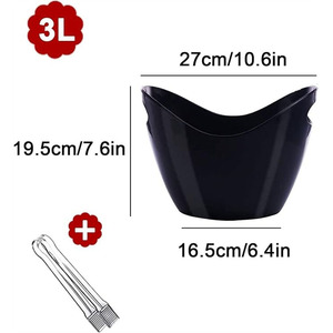 Luxury Black Powder Coating Metal Wine <b>Ice</b> Bucket With Cutout Handles Wave Top Curved Party Champagne Beverage Tub Supply - Product Image 3