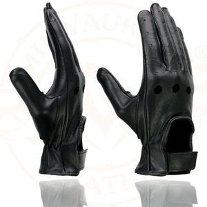 Gants de moto tactiques en cuir véritable noir de qualité supérieure avec sangle de poignet réglable, gants de moto personnalisés de qualité supérieure pour hommes - Product Image 4
