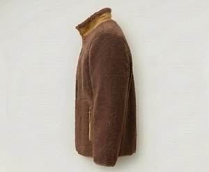 Chaqueta de Forro Polar Marrón para Hombre, con Cierre Completo, Estilo Casual para Invierno, Cuello Camisero, Forro Sherpa, Corte Regular, Resistente al Viento - Product Image 6