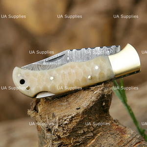 Custom Sculpted Bone Handle Back <b>Lock</b> Damascus Folding Pocket Knife Handmade Camping Hunting EDC UA Supplies Industrial Grade 1 - Product Image 5