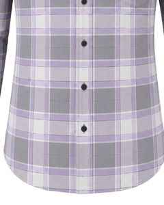 Chemise à carreaux gris lavande pour homme, décontractée et formelle, à manches longues, boutonnée, en flanelle de coton, pour le bureau, personnalisable - Product Image 6