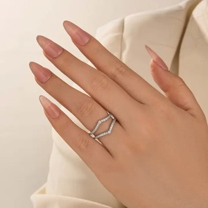 Trendy 925 Moissanite Diamond Vintage Engagement <b>Ring</b> Enhancer Wedding Band In Sterling <b>Silver</b> in White Gold Plated. - Product Image 2