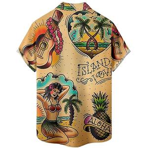 เสื้อชายหาดผู้ชายขายส่ง สไตล์ฮาวาย ลายดอกไม้ พิมพ์ลายลำลอง แขนสั้น ใส่สบายสำหรับฤดูร้อน - Product Image 6