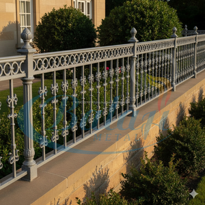 Main courante d'escalier en fonte haut de gamme, finition moderne traditionnelle, montage au sol, hauteur 51,5 pouces, largeur 5 pouces, poids 10 kg, poli, villa - Product Image 4