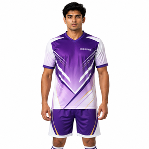 Camiseta de Fútbol Premium Plus Size Personalizada, Cuello en V, Manga Corta, Transpirable, 100% Poliéster, Uniforme Deportivo para Equipo - Product Image 1