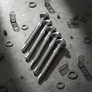 Vis autoperceuses à tête à rondelle en acier au carbone zingué, métriques/pouces, filetage profond et grossier, fixation à filetage sur toute la longueur, classe 8 - Product Image 1