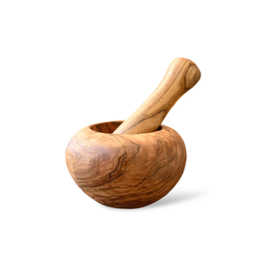 Mortier et pilon en bois traditionnels, broyeur d'épices manuel écologique pour la cuisine, moulin à épices de 5,8 pouces - Product Image 4