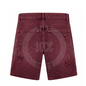 Summer Use Rhinestone Distressed <b>Jeans</b> <b>Shorts</b> Elastic <b>Waist</b> Loose Soft Denim <b>Shorts</b> Top Selling Best Price - Product Image 2