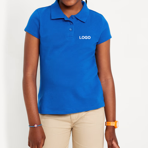 Polo Bordado con Logotipo, Uniforme Escolar Azul de Algodón Unisex con Detección de Agujas para Niños Escolares - Product Image 1