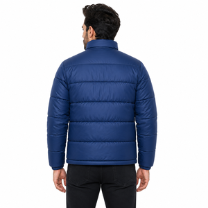 Blouson matelassé oversize pour homme, col montant, fermeture éclair, poches avant, coupe-vent, vêtement d'extérieur décontracté pour l'hiver, chaud, OEM, vestes pour homme en gros, USA - Product Image 2