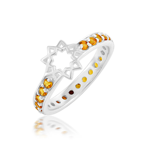 Bague en argent sterling 925 de haute qualité, sertie d'une pierre précieuse ronde en citrine 100 % naturelle, bijou artisanal pour mariage, pour femme. - Product Image 1