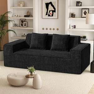 Canapé en tissu velours Gelli, canapé minimaliste pour salon, doublure intérieure en éponge pure - Product Image 3