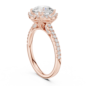 Anillo de Compromiso de Diamante Corte Brillante en Oro Rosa con Halo de Diamantes Laterales, Certificado IGI, Cultivado en Laboratorio, Joyería Clásica para Mujer, Regalo para Fiesta - Product Image 1