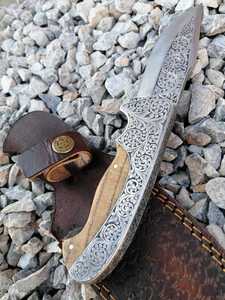 Custom Handmade Damascus Steel Skinner Point <b>Knife</b> Art Blade 0.7mm Thickness OEM Support - Product Image 3