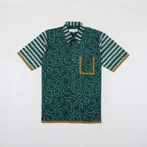 Camisa de Vestir Batik Indonesiana Premium para Hombre, Doble Botonadura, Manga Corta, 100% Algodón, Estampado Floral, Verde Bosque, Estilo Étnico Formal - Product Image 1