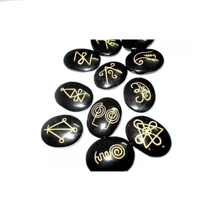 Haute qualité karuna noir agate forme palmier pierre 11 pièces karuna ensemble naturel guérison cristal Reiki pierres précieuses Karuna ensemble en gros - Product Image 2