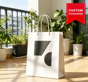 Bolsas de papel ecológicas personalizadas para compras, hechas de cartón con impresión de logotipo. Bolsas de papel para compras al por mayor y al detalle. - Product Image 1