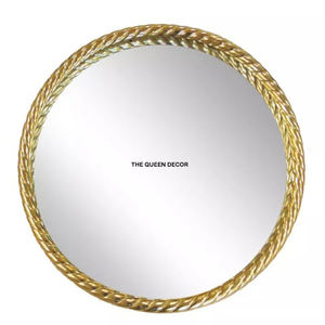 กระจกตกแต่งผนังทรงกลม ดีไซน์หรูหรา ผลิตจากอะลูมิเนียมเคลือบทองโบราณ สไตล์โมเดิร์น - Product Image 1