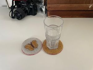 Handmade Butterfly <b>Beaded</b> <b>Coasters</b> Set of 2 - Product Image 2