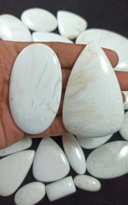 Scolecite blanche naturelle, pierre précieuse en vrac, cristal de zéolite blanc laiteux, cabochon, lot en gros pour bijoux et collection - Product Image 3