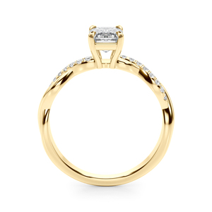 Anillo de Oro 10K 14K 18K o Plata 925 935 con Diamante Cultivado en Laboratorio con Corte Esmeralda Certificado por IGI y Diamantes Laterales Redondos - Product Image 4
