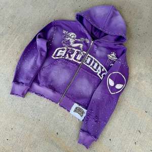 Sudadera con Capucha Personalizada de Estilo Urbano, Bordada, de Modal, con Estampado, Tejido French Terry, Gruesa, Transpirable, de Secado Rápido, Lavado Ácido Vintage - Product Image 6