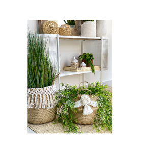 Cesta de diseño para almacenamiento, de paja, macramé y ratán, con asa, para decoración del hogar - Product Image 5