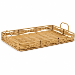Bandejas de ratán para servir dulces y frutas, suministro al por mayor, organizador de cocina natural, bandeja de almacenamiento tejida - Product Image 3
